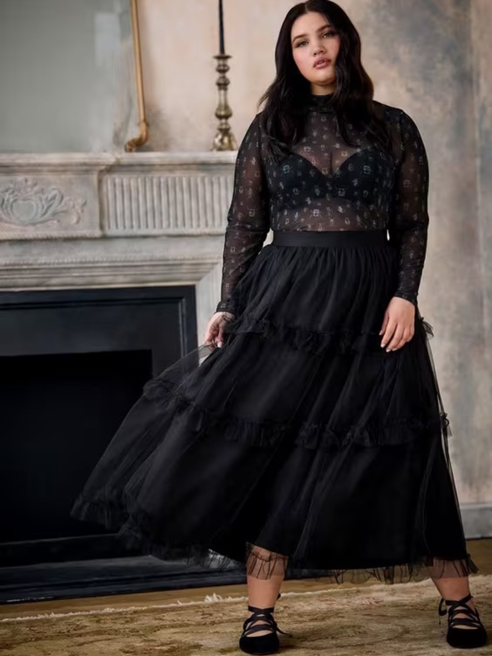 Torrid Black Tiered Tulle Maxi Skirt - Elegant Women's Skirt
